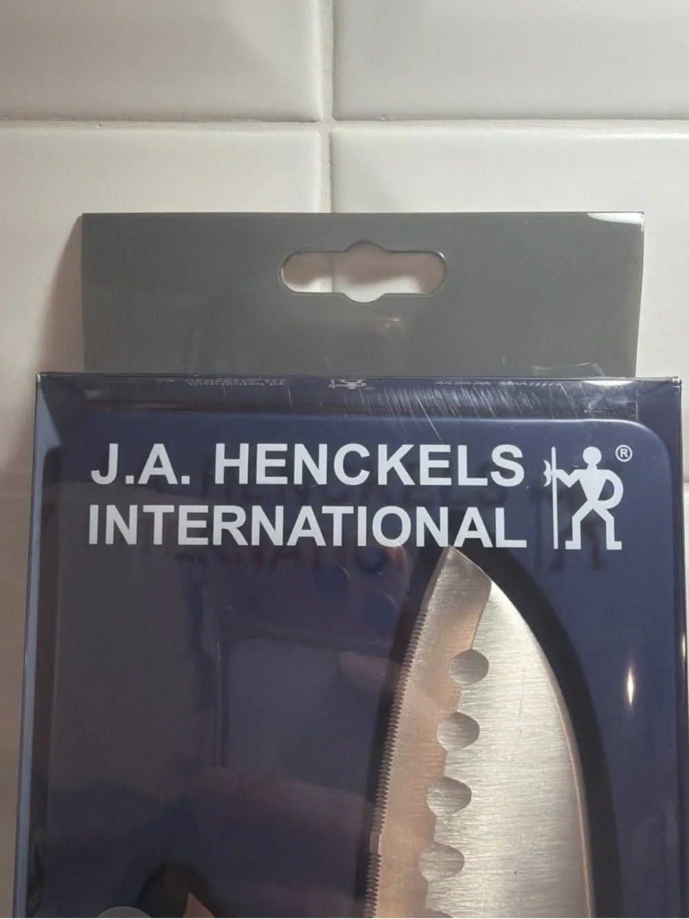 J.A. Henckels International Silvercap Santoku Knife with Sheath Black/Silver NEW